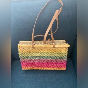 Cappelli Straworld Woven Straw Multi Colorful Shoulder Handbag Summer